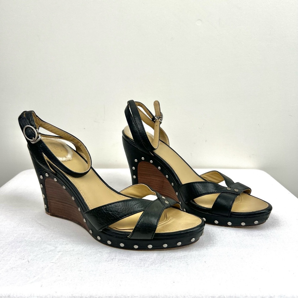 Ugg Australia Rochelle Black Wedge Leather Shoes Size Women's Size 8